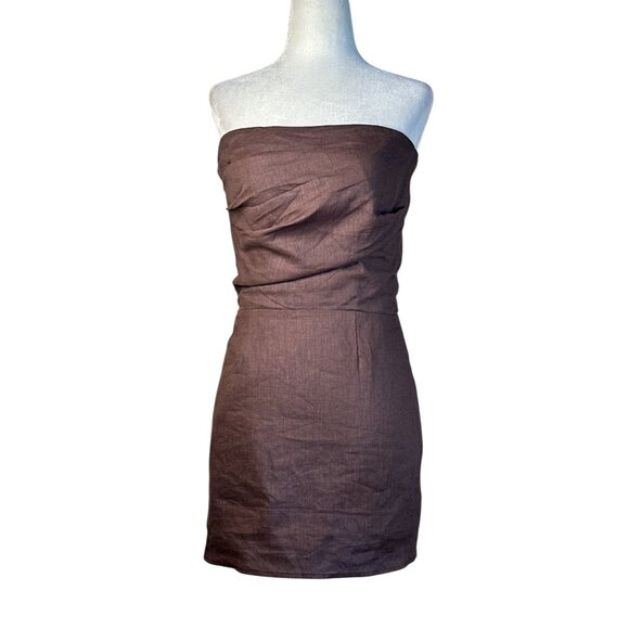 SNDYS Romi Linen Dress in Chocolate Small New Womens Mini - Picture 4 of 13